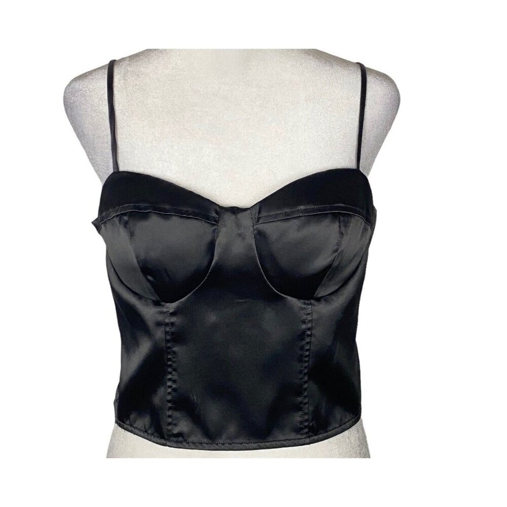 OLSENBOYE Women Corset Tank Top Y2K Sleeveless‎ Sz 9 Black Casual Party 77-9